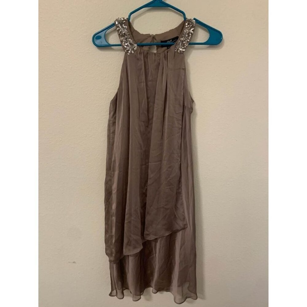 Midnight Velvet Sequined Cocktail Dress Women Size 6 Beige K7